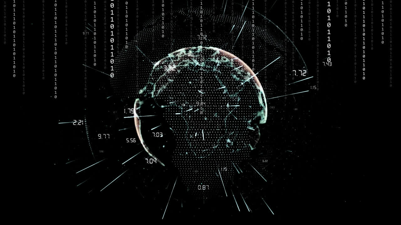 Animation of globe with connections and data processing
