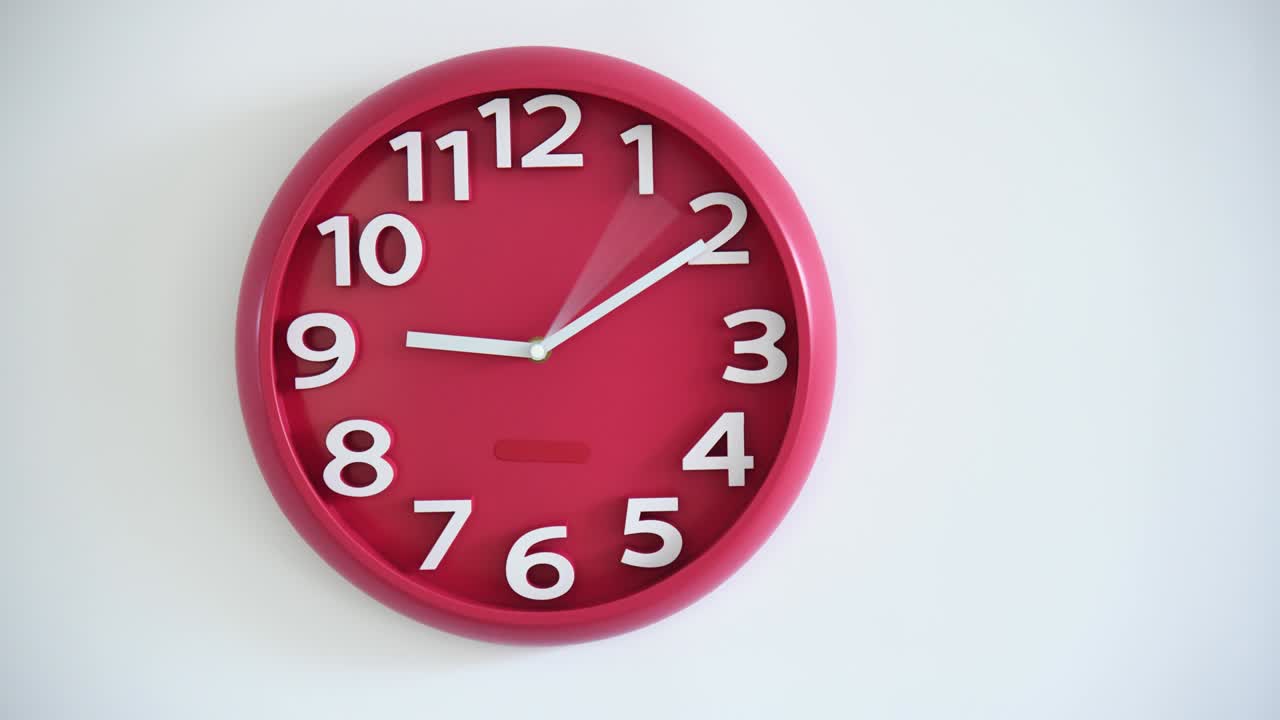 Time lapse of single red clock on the wall