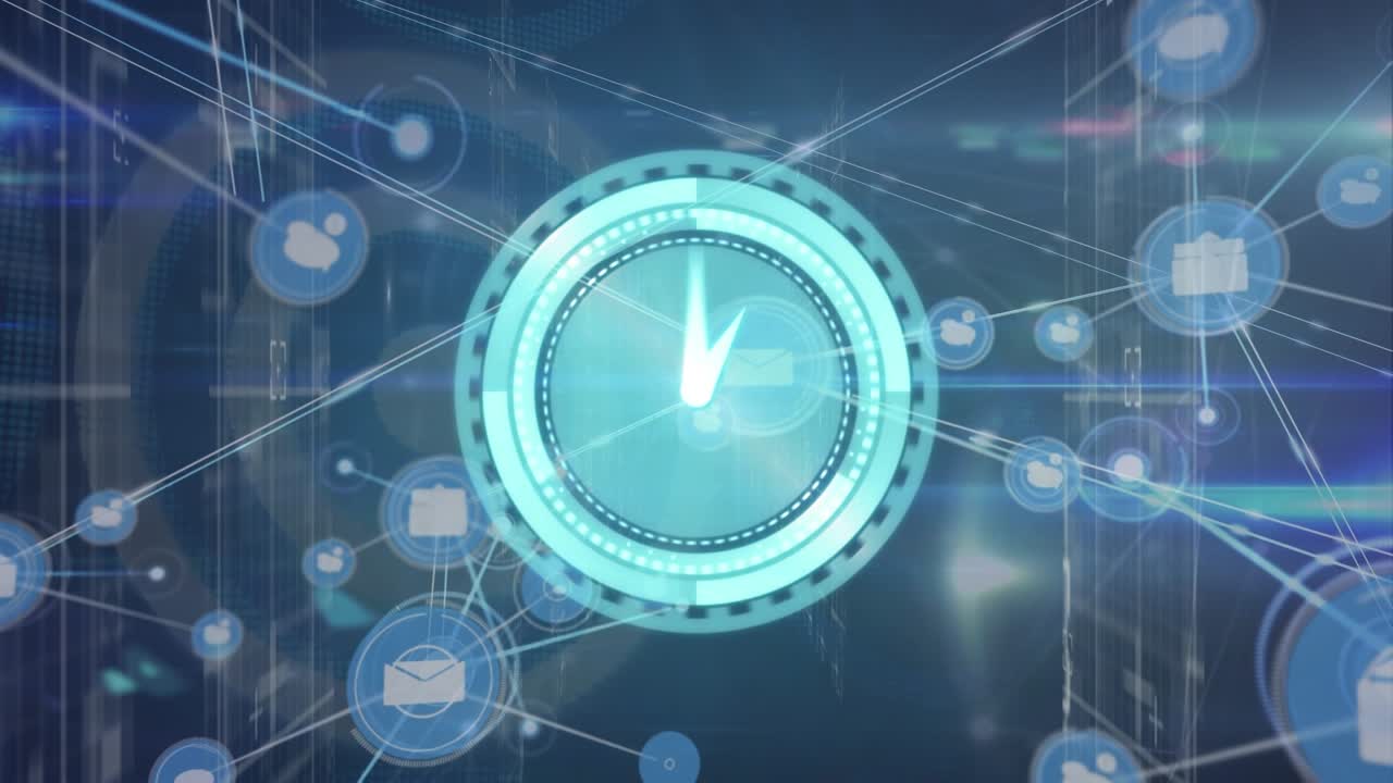 Animation of clock moving over network of connections