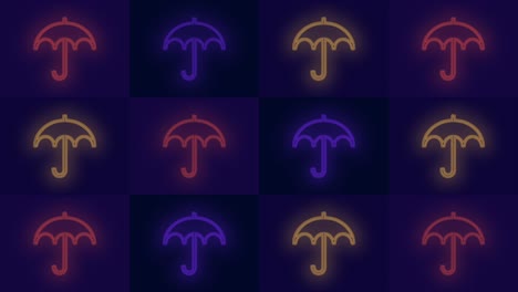 Pulsing-neon-umbrella-icons-pattern-with-led-light-in-casino-style