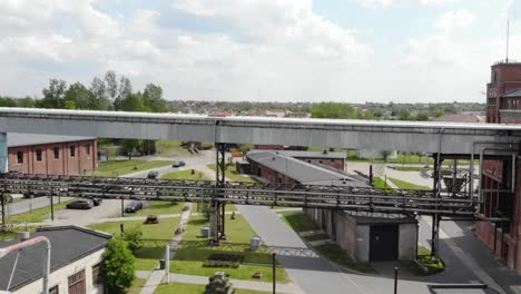 Aerial-view-of-the-Cukrownia-Znin,-an-old-sugar-factory-in-Żnin,-Poland