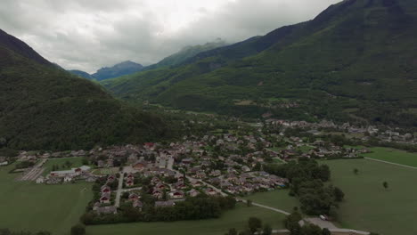 aerial view of a mountain village