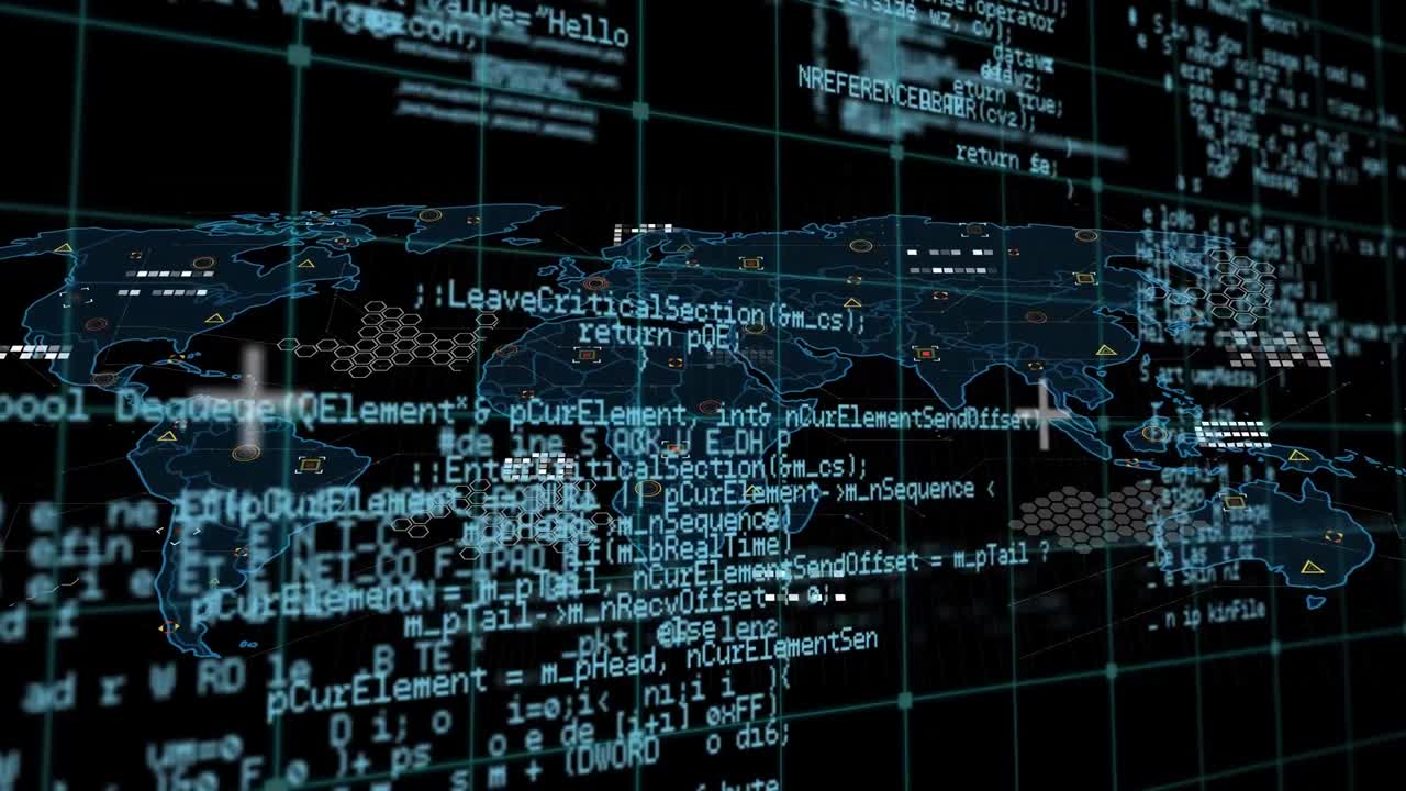 Animation of data processing over world map