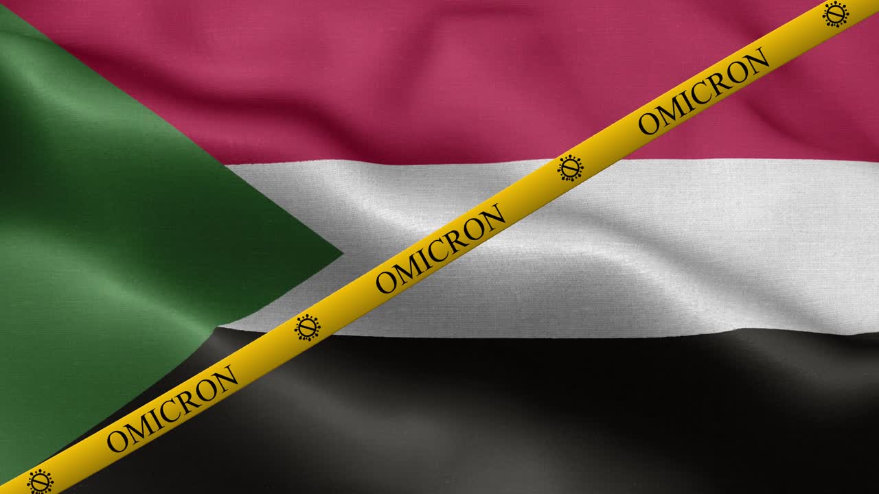 variante de omicron y banda de prohibición en la bandera de sudán - bandera de suedan
