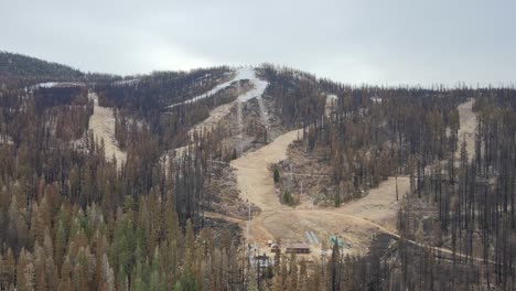 Ski-resort-without-snow-during-autumn-in-California,-Lake-Tahoe-area-after-a-wildfire