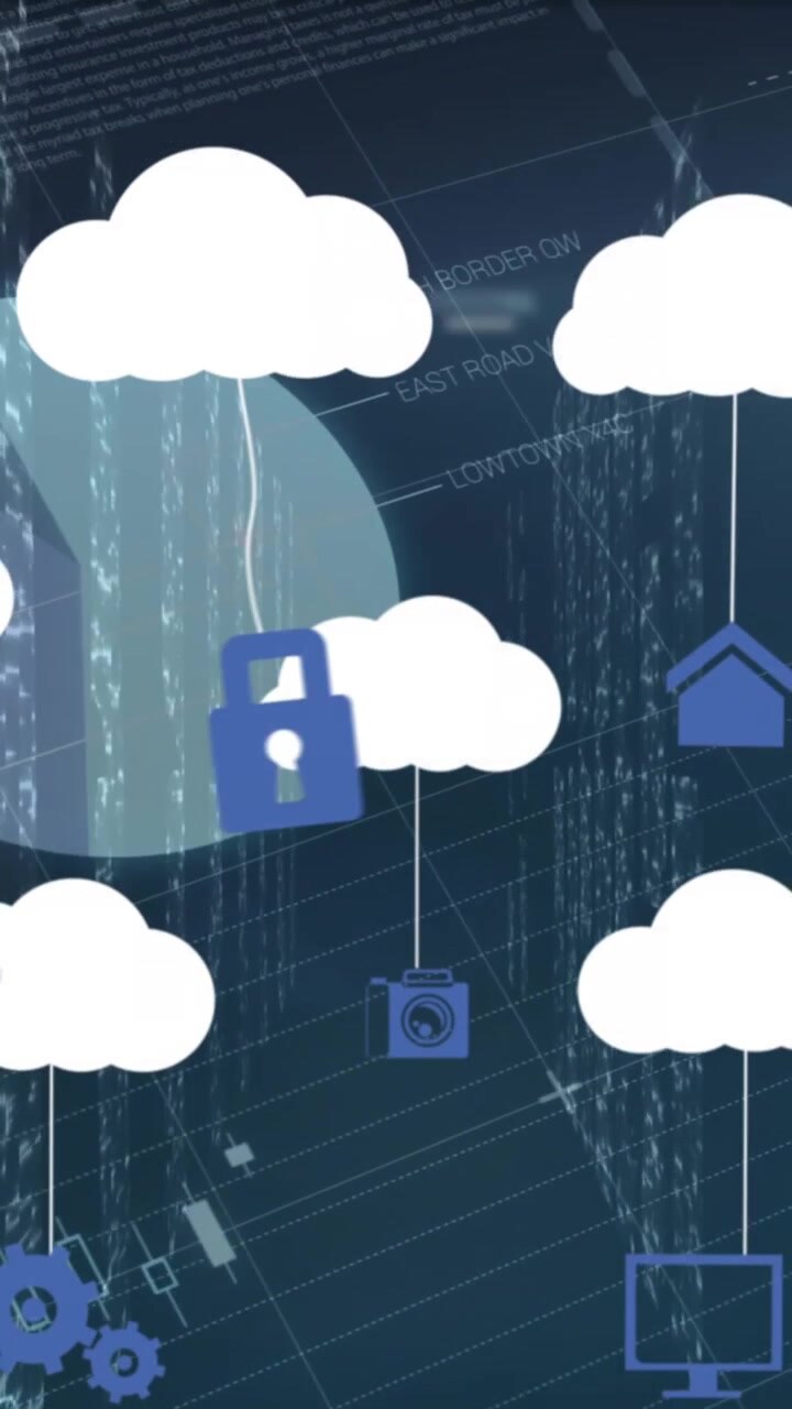 Abstract Cloud Computing Network with Digital Service Icons