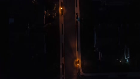 night scene of american residential area with houses and homes