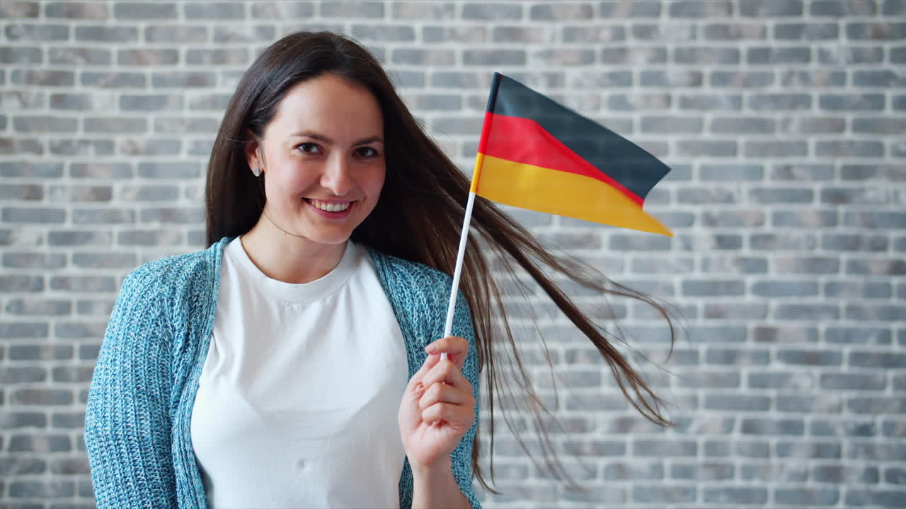 Woman Holding German Flag