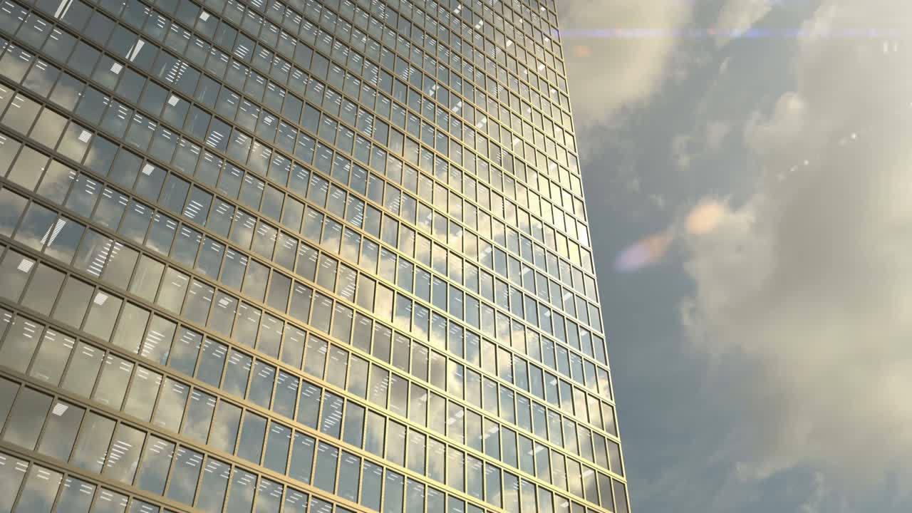 Office building windows and skyscraper building with corporate offices loopable