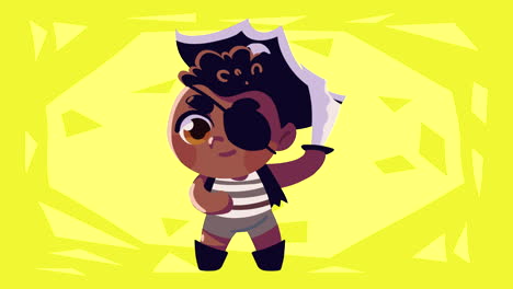 happy halloween animation with little boy pirate