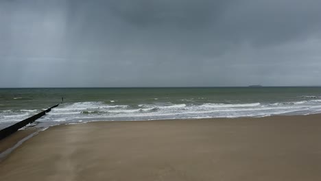 flying with a drone towards the sea