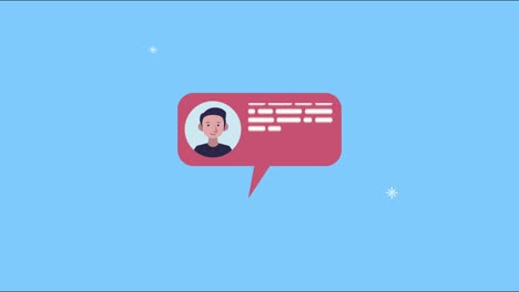 contacto masculino en la burbuja de habla de las redes sociales