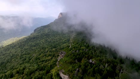 fog, mist and clouds atop grandfather mountain from linville nc, north carolina