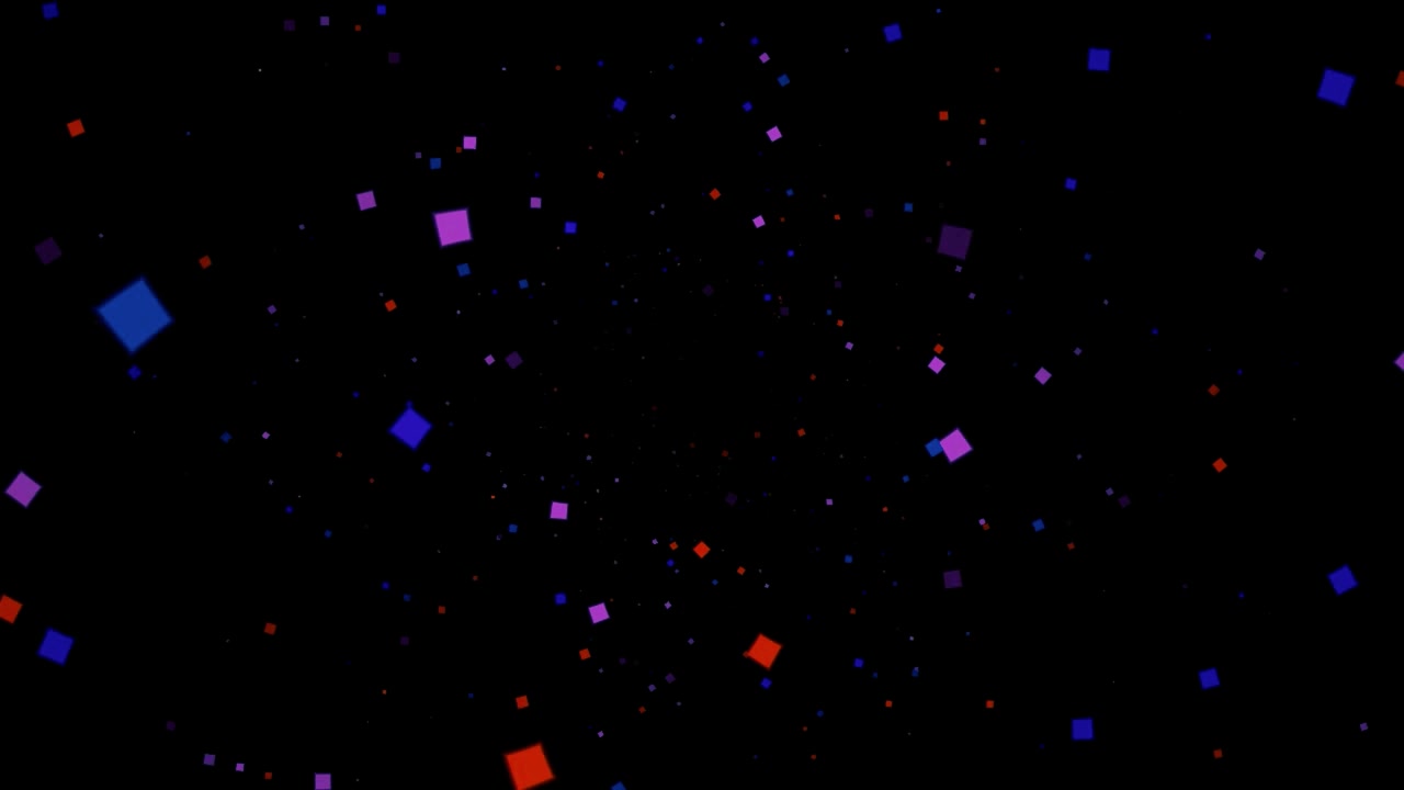 Sfondo astratto in movimento con quadrati rossi e blu fluttuanti
