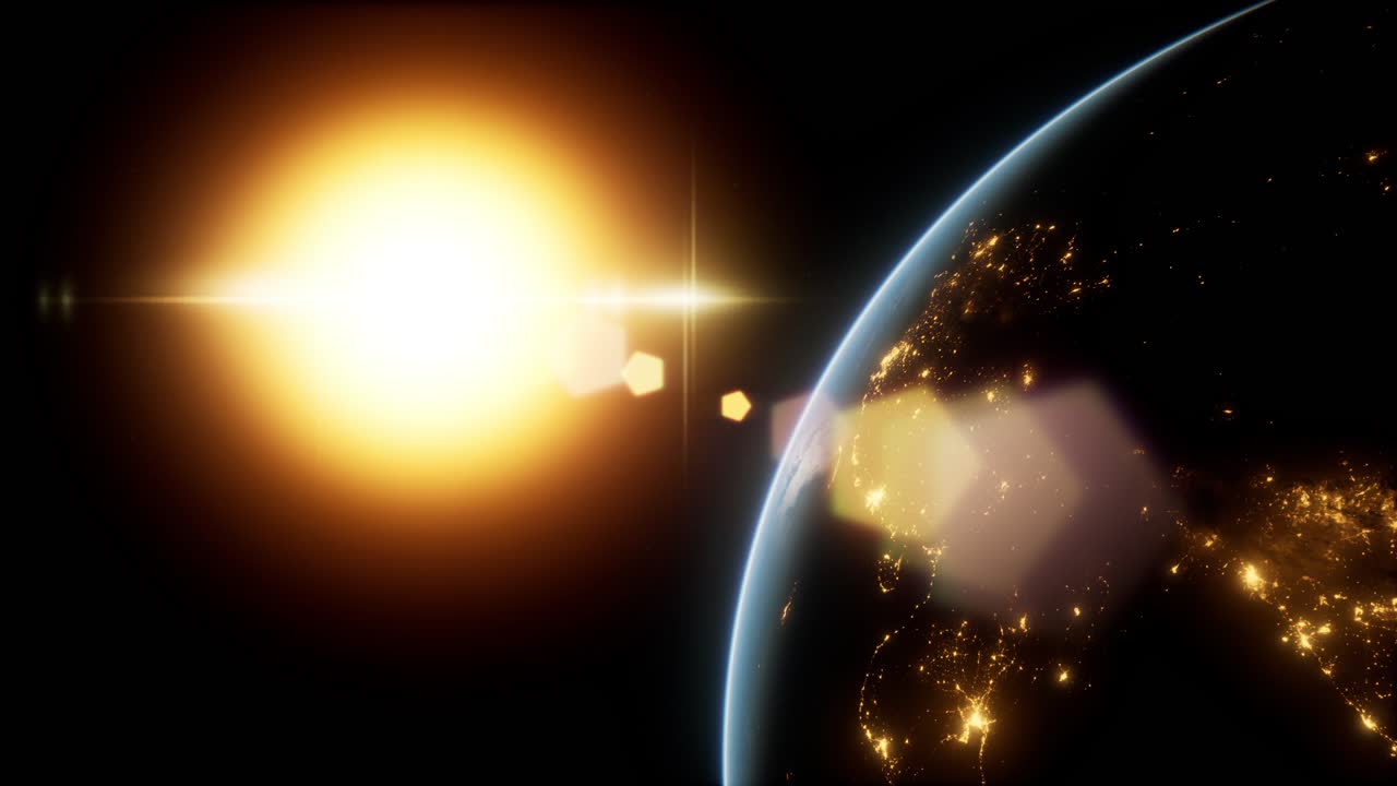 지구 위로 일출