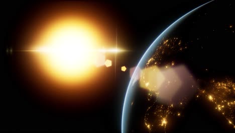 Salida del sol sobre la tierra