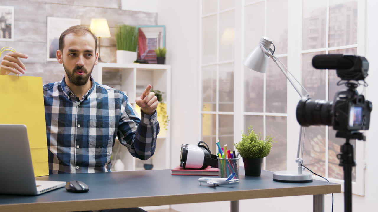 Man creating online video content