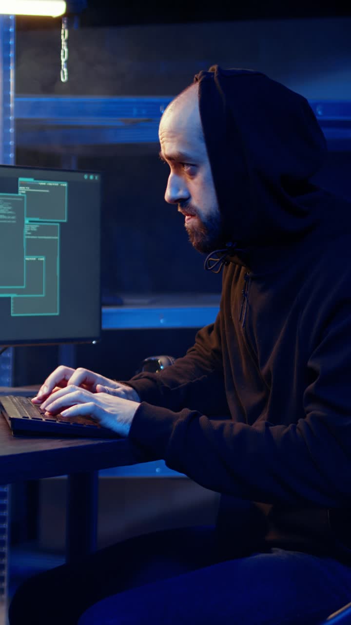 Professionel vertikal video-spion i undergrundslokation, hyret af regeringen til at udføre spionage