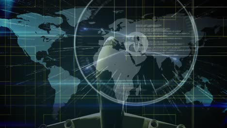 animation of global network of connections with world map in background