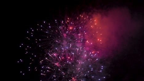 Fireworks-of-various-colors-exploding-in-the-dark-sky-during-a-celebration