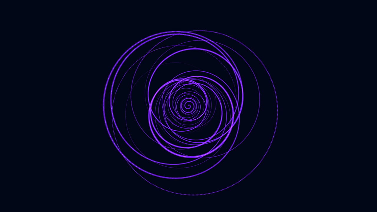 espiral púrpura líneas entrelazadas tejidas sobre fondo negro