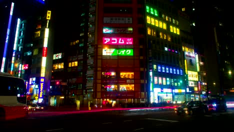 night lapse with many japanese neons at shinjuku south side