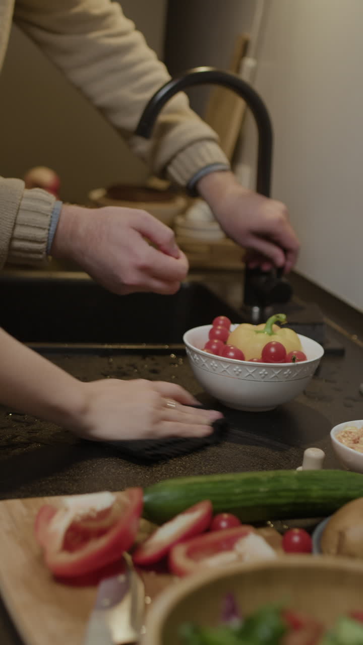 Preparing a Fresh Salad in the Kitchen