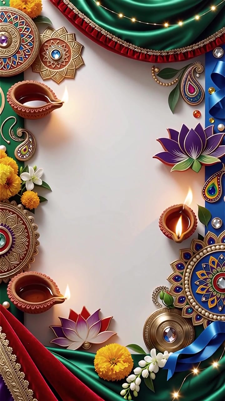 Sfondo del Festival Diwali con lanterne e decorazioni tradizionali Diyas.