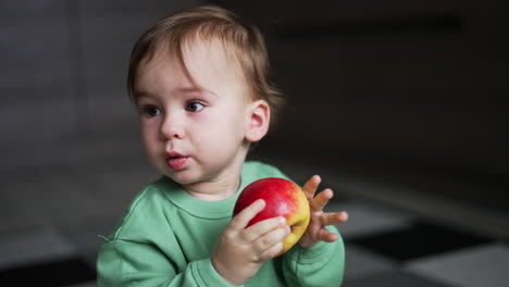 baby eating an apple