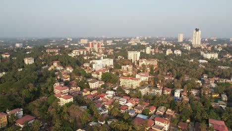 mangaluru city in aerial 360-degree footage shows trees, roads, and rivers in a single shot