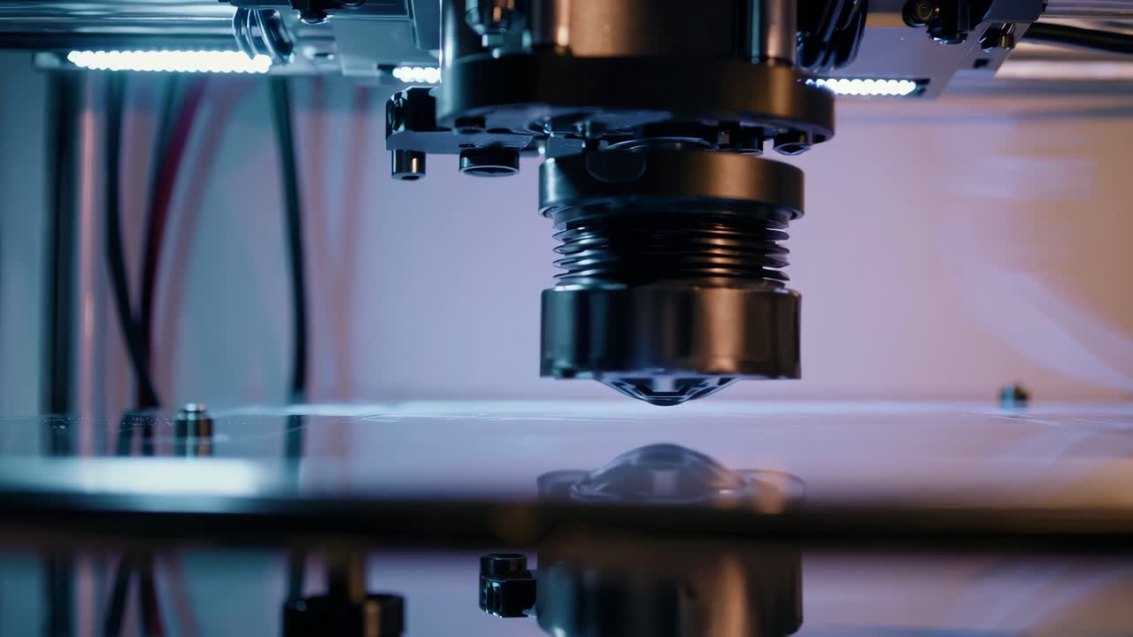 Close-up view of a 3D printing machine in operation