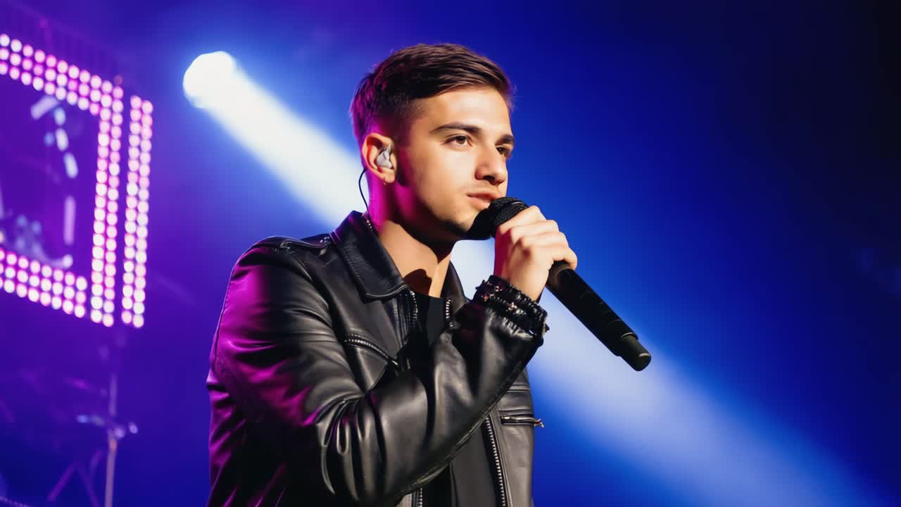 cantante actuando en el escenario