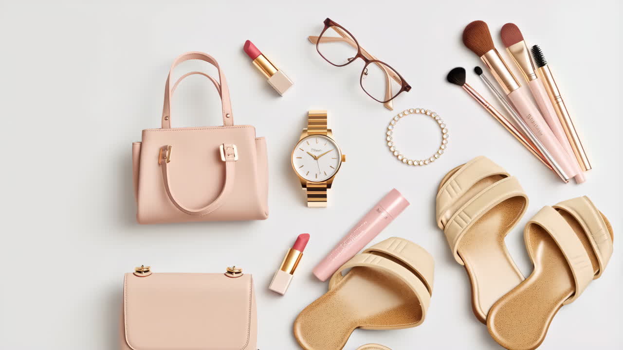 Collection of Women's Fashion and Beauty Accessories Flat Lay