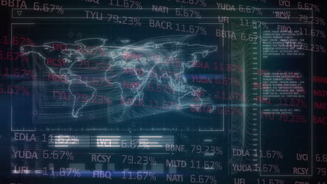 animation of financial data processing on navy digital screen