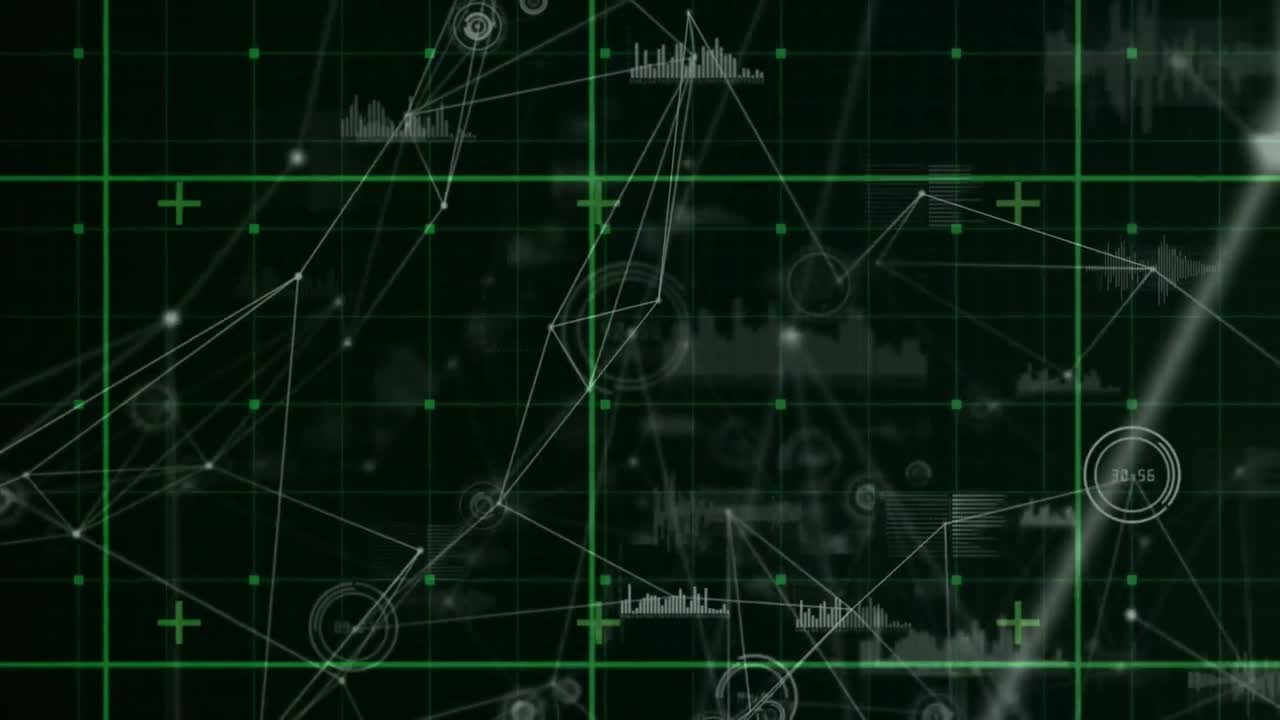 디지털 공간에서 연결 네트워크와 다양한 데이터의 애니메이션