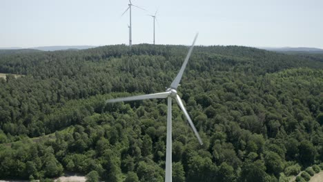 Drone-Shot-of-windmills-in-scenic-german-landscape,-Germany,-Europe