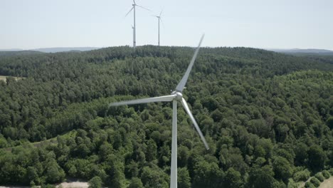 drone shot of windmills in scenic german landscape, germany, europe