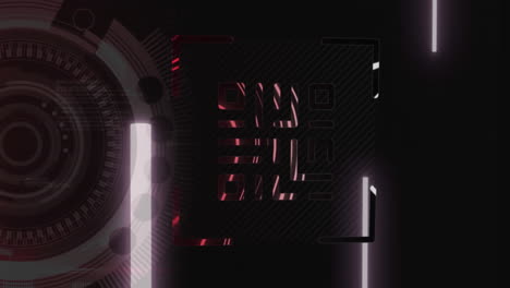 qr code scanner with neon elements against round scope scanner