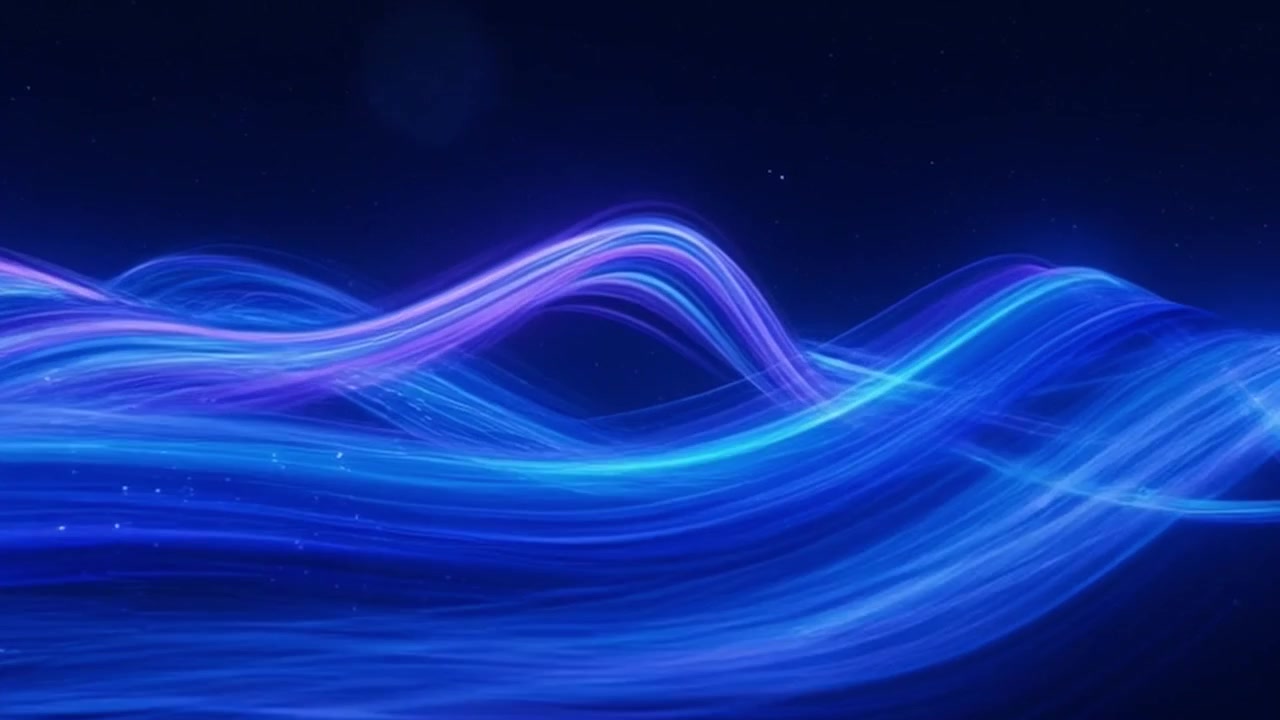 Abstract Blue and Purple Light Trails Flowing in Dark Space