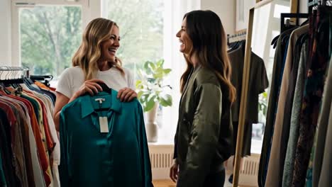 women shopping for clothes in a boutique