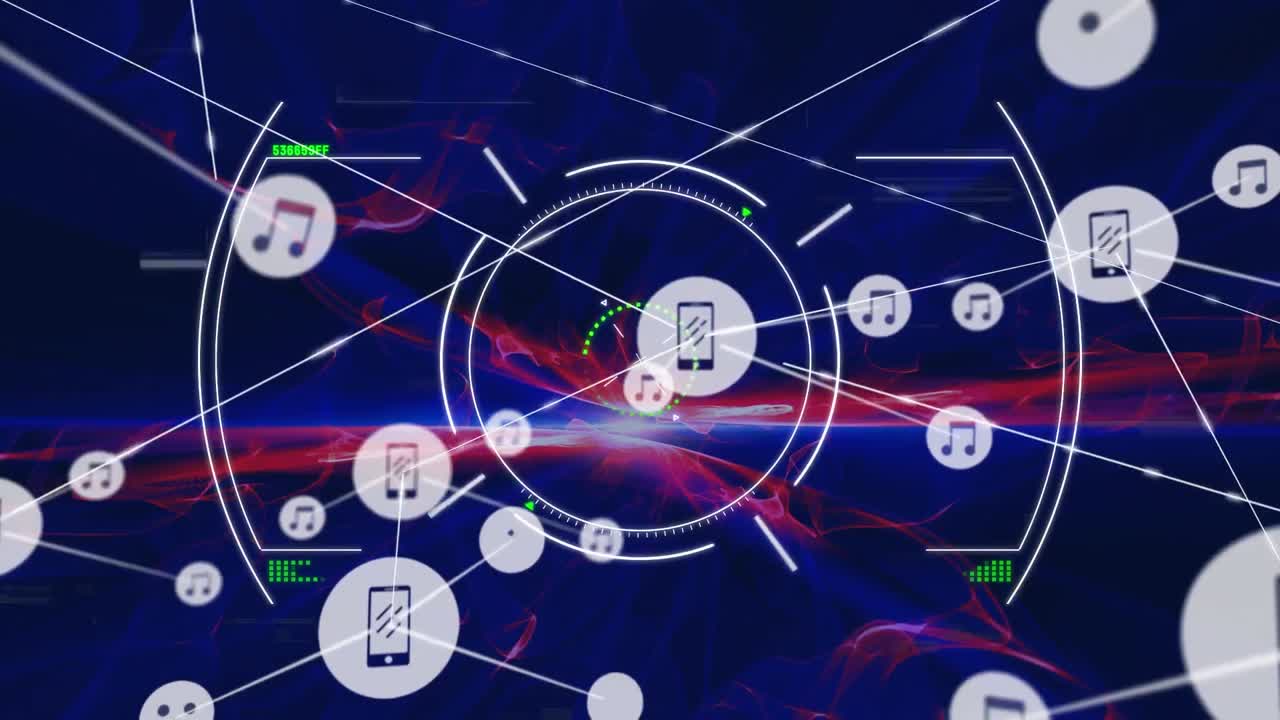 검은 바탕 위의 연결 네트워크의 애니메이션