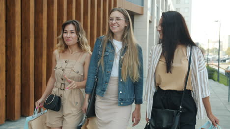 three friends enjoying a shopping spree