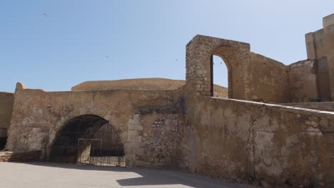 impressive stonework of mazagan fortress, medium shot