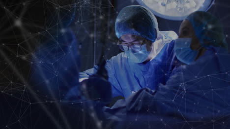 animation of network of connections over diverse surgeons in operation theatre