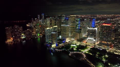 witness the allure of miami at night, where stunning buildings and lively traffic define the cityscape