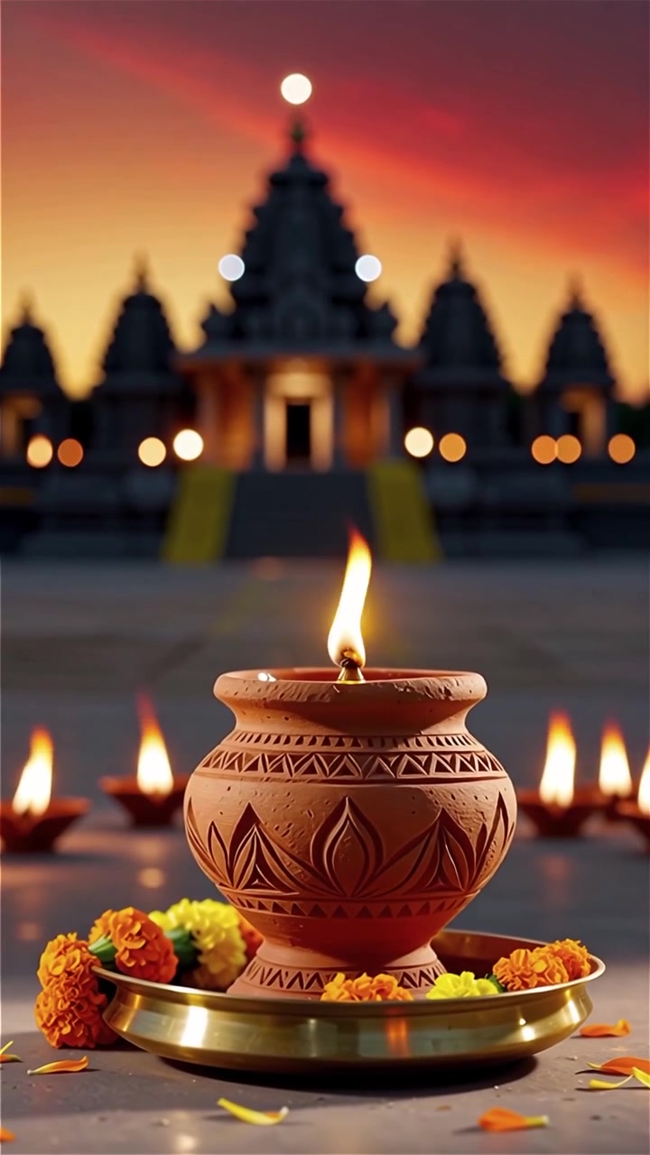 Sfondo del Festival Diwali con lanterne e decorazioni tradizionali Diyas.