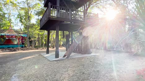 wooden observation tower in a park