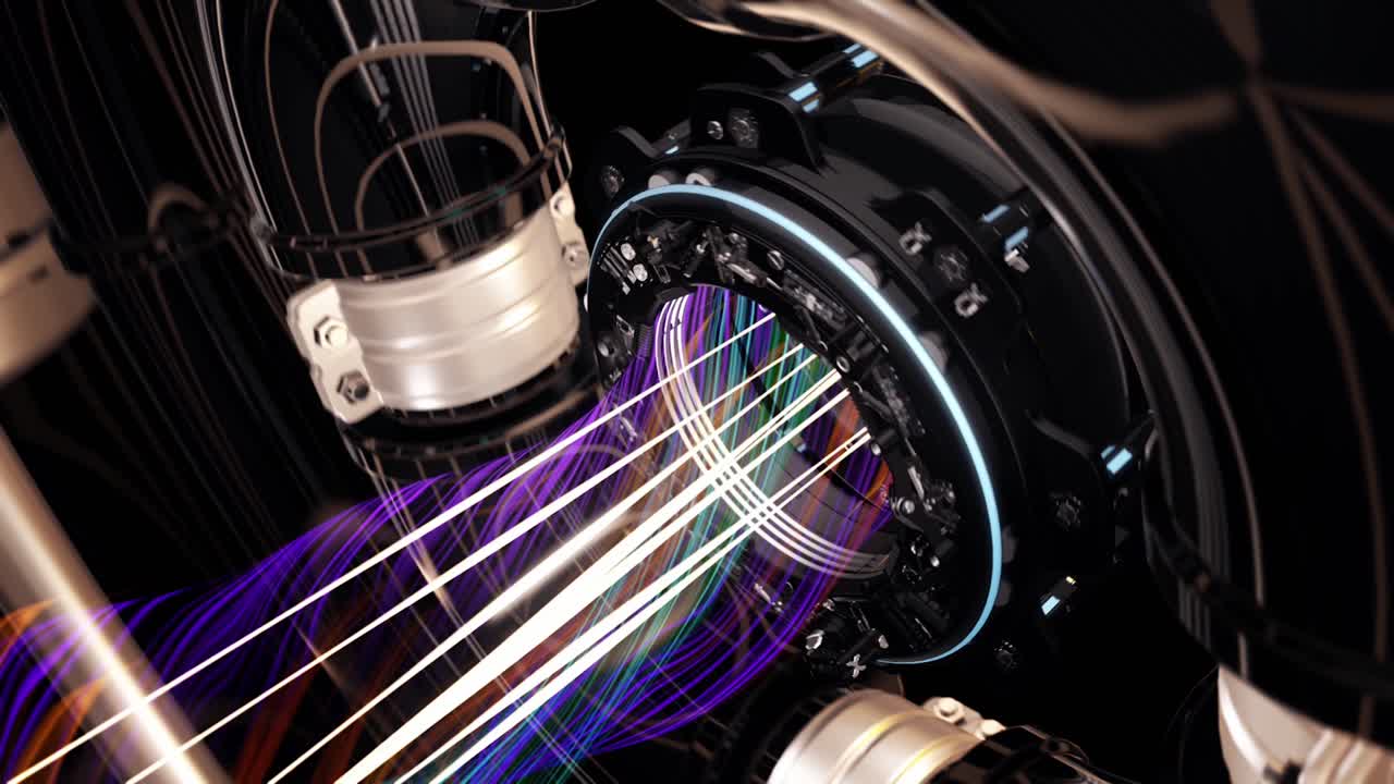 máquina futurista con cables brillantes