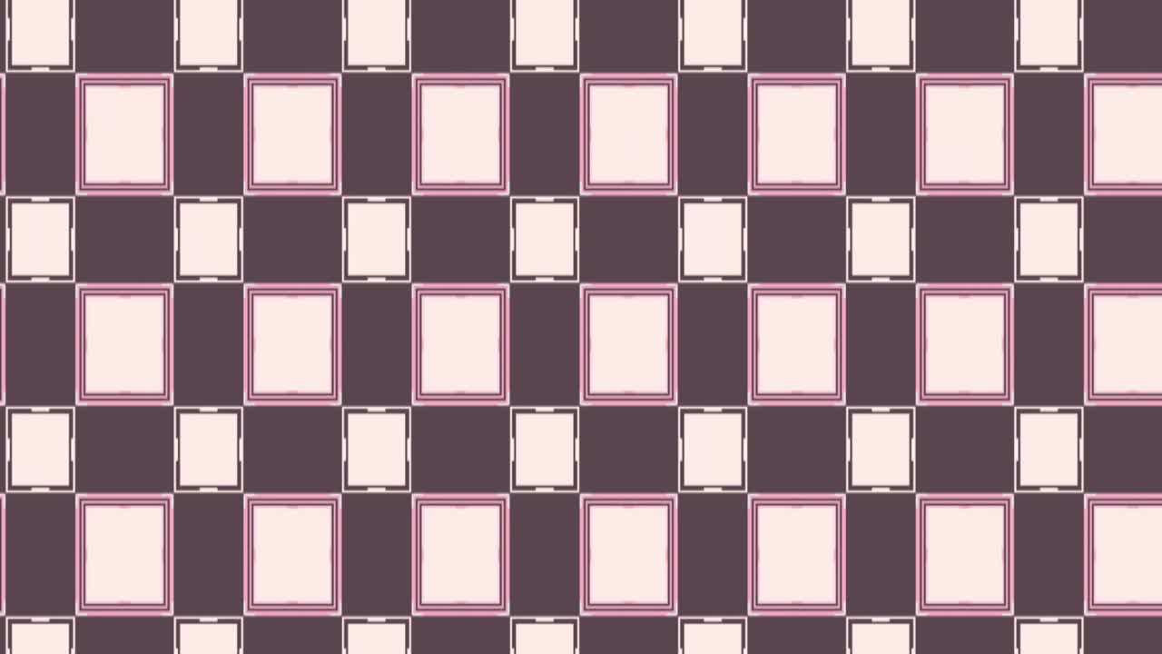 Vintage Geometric Grid Pattern Repeating Cream and Rose Rectangles with Subtle 3D Shadow Effect on Deep Plum Background for Retro Themed Graphics Slides Wallpapers or Textile Design