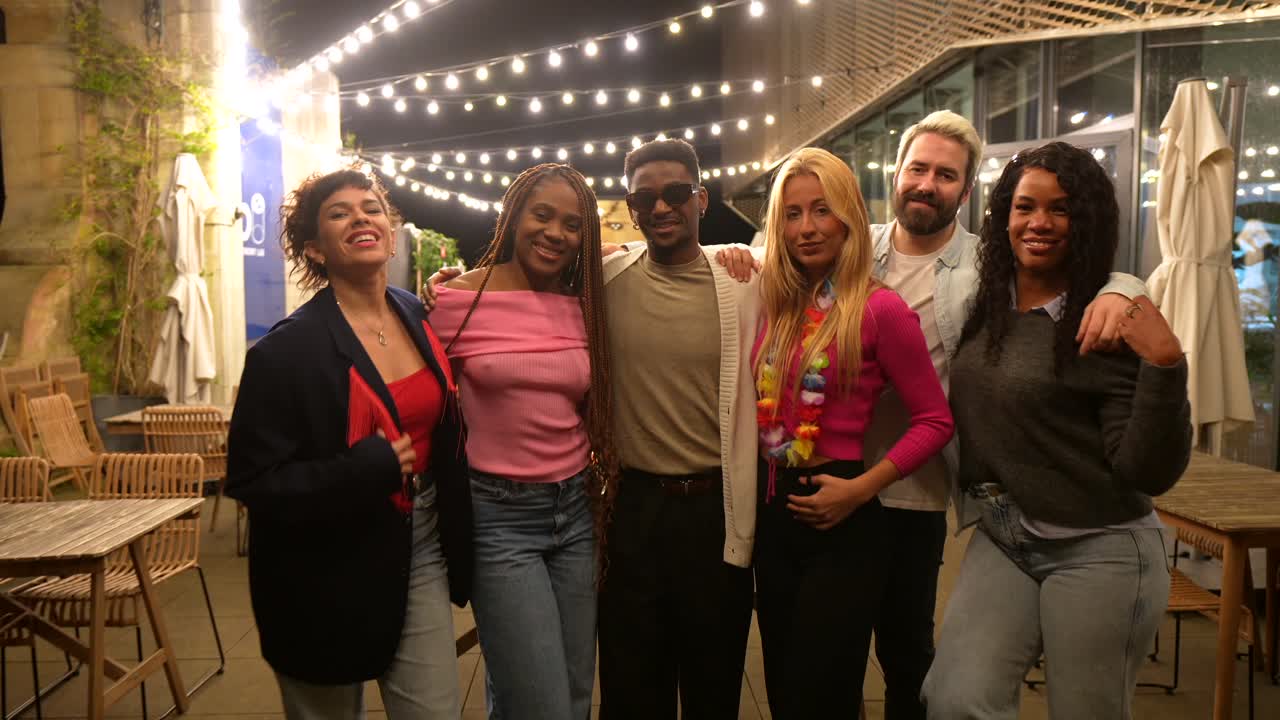 Group photo of friends at a party